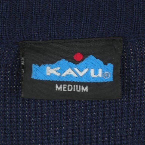 Kavu Men's Medium Blue Wool Blend Tight Knit Full Zip Cardigan Sweater - Picture 7 of 7